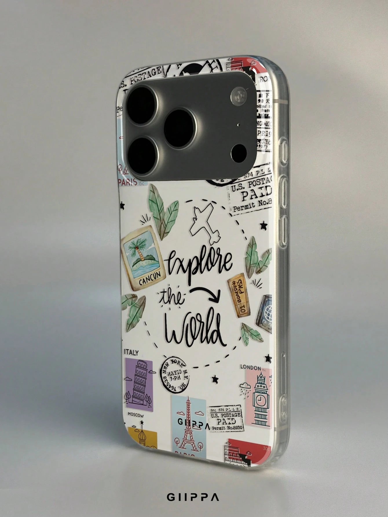 GIIPPA 1pc Postmark & English Letter Slogan Mixed Pattern Design, Phone 17 Pro Max Phone Case, Compatible With Phone 16 Pro Max, 15 Pro Max, 14 Pro Max, Korean-Style High-End Fashionable & Fun Phone C