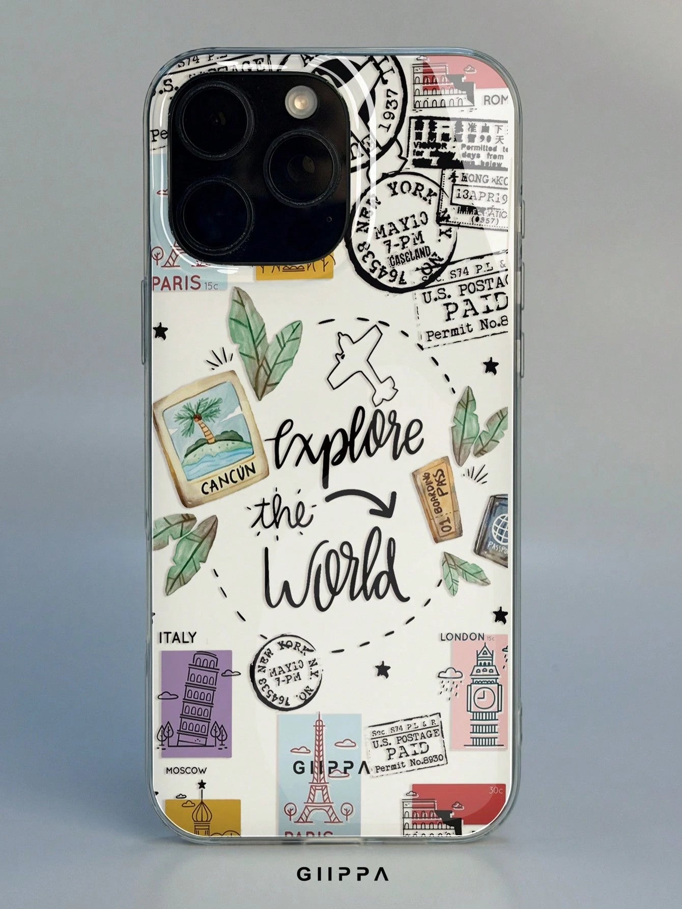 GIIPPA 1pc Postmark & English Letter Slogan Mixed Pattern Design, Phone 17 Pro Max Phone Case, Compatible With Phone 16 Pro Max, 15 Pro Max, 14 Pro Max, Korean-Style High-End Fashionable & Fun Phone C