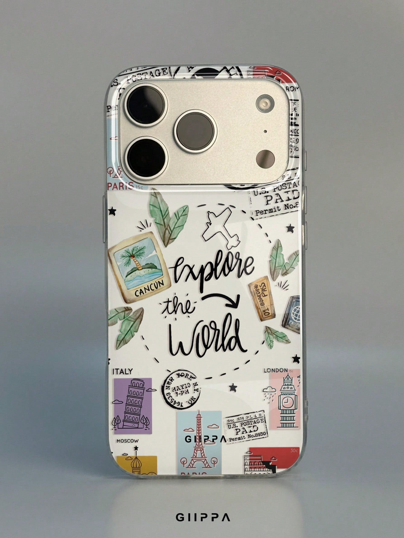 GIIPPA 1pc Postmark & English Letter Slogan Mixed Pattern Design, Phone 17 Pro Max Phone Case, Compatible With Phone 16 Pro Max, 15 Pro Max, 14 Pro Max, Korean-Style High-End Fashionable & Fun Phone C