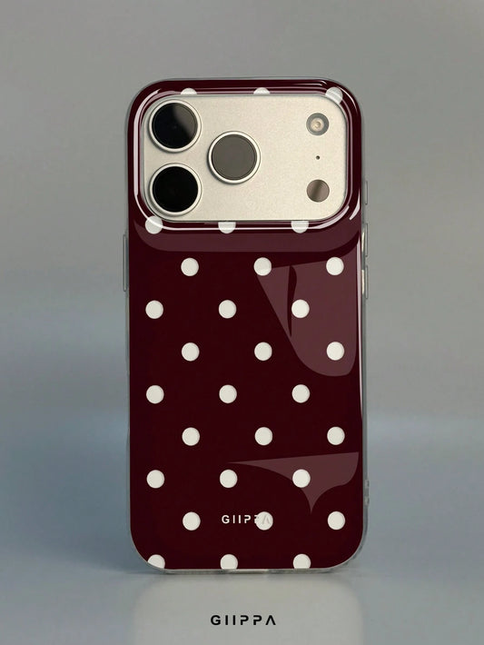 GIIPPA 1pc White Base With Red Hollow Polka Dot Pattern Design, Phone 17 Pro Max Phone Case, Compatible With Phone 16 Pro Max, 15 Pro Max, 14 Pro Max, Korean-Style High-End Fashion Fun Phone Case, Com