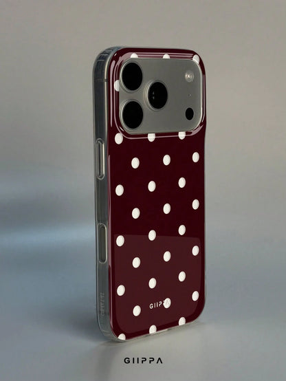 GIIPPA 1pc White Base With Red Hollow Polka Dot Pattern Design, Phone 17 Pro Max Phone Case, Compatible With Phone 16 Pro Max, 15 Pro Max, 14 Pro Max, Korean-Style High-End Fashion Fun Phone Case, Com