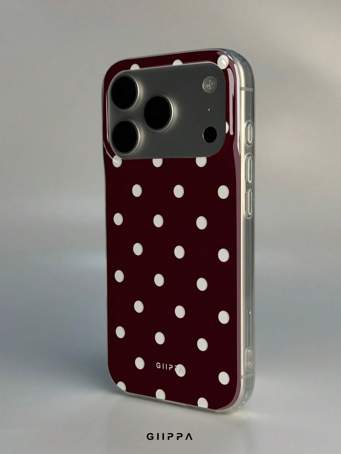 GIIPPA 1pc White Base With Red Hollow Polka Dot Pattern Design, Phone 17 Pro Max Phone Case, Compatible With Phone 16 Pro Max, 15 Pro Max, 14 Pro Max, Korean-Style High-End Fashion Fun Phone Case, Com