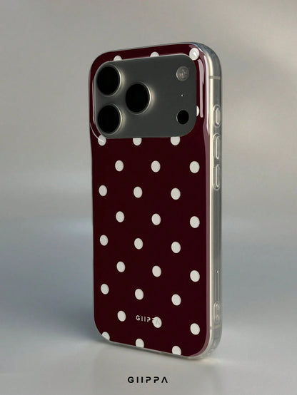 GIIPPA 1pc White Base With Red Hollow Polka Dot Pattern Design, Phone 17 Pro Max Phone Case, Compatible With Phone 16 Pro Max, 15 Pro Max, 14 Pro Max, Korean-Style High-End Fashion Fun Phone Case, Com