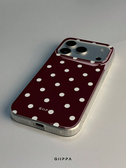 GIIPPA 1pc White Base With Red Hollow Polka Dot Pattern Design, Phone 17 Pro Max Phone Case, Compatible With Phone 16 Pro Max, 15 Pro Max, 14 Pro Max, Korean-Style High-End Fashion Fun Phone Case, Com