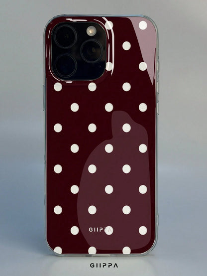 GIIPPA 1pc White Base With Red Hollow Polka Dot Pattern Design, Phone 17 Pro Max Phone Case, Compatible With Phone 16 Pro Max, 15 Pro Max, 14 Pro Max, Korean-Style High-End Fashion Fun Phone Case, Com
