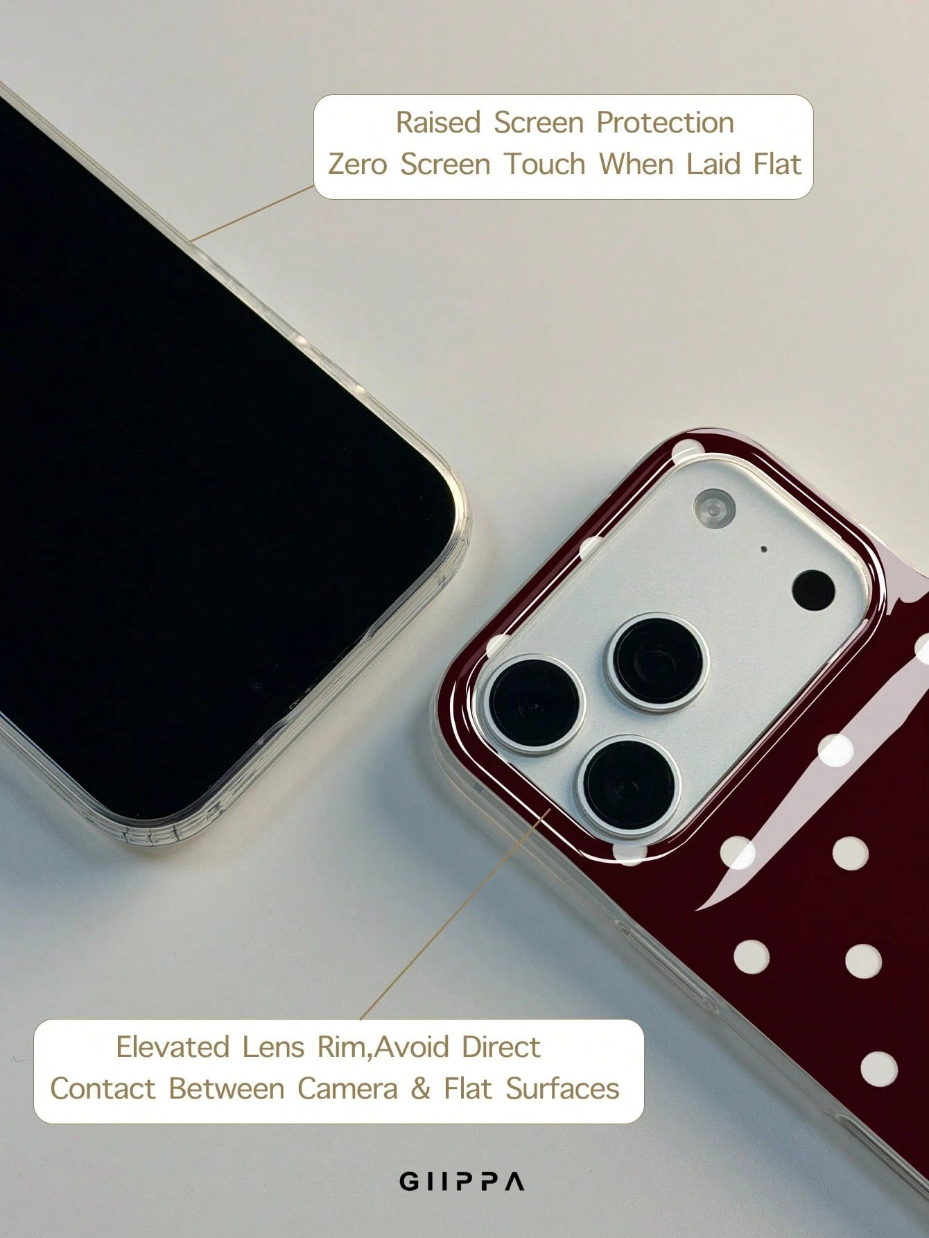 GIIPPA 1pc White Base With Red Hollow Polka Dot Pattern Design, Phone 17 Pro Max Phone Case, Compatible With Phone 16 Pro Max, 15 Pro Max, 14 Pro Max, Korean-Style High-End Fashion Fun Phone Case, Com