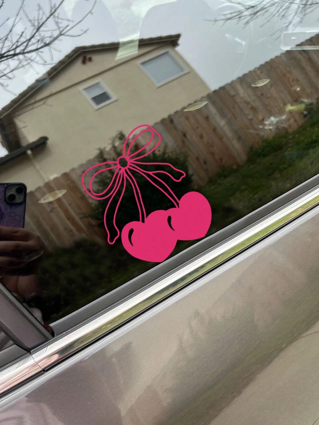 Girly Cherry Bow Decal- Gas Cap Vinyl Decal Car Window Decal Sticker Car Decals Car Decal Cute Decal Bow Aesthetic Decal
