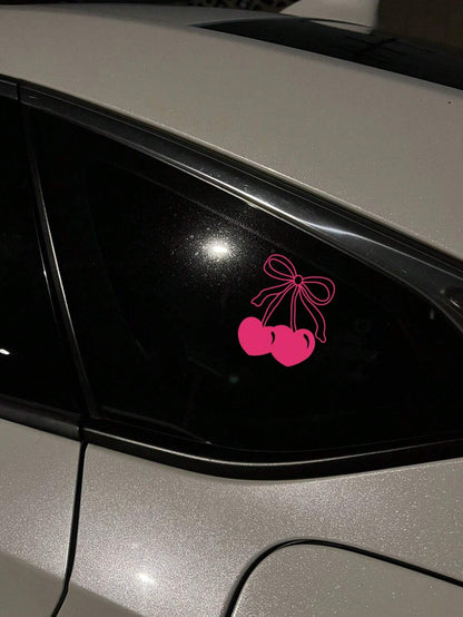 Girly Cherry Bow Decal- Gas Cap Vinyl Decal Car Window Decal Sticker Car Decals Car Decal Cute Decal Bow Aesthetic Decal
