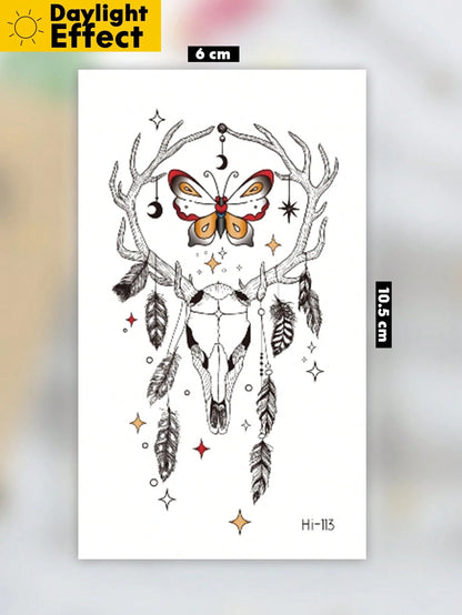 Glow In The Dark Butterfly Light Bulb Temporary Tattoo Sticker, Luminous Neon Body Art, Waterproof Long Lasting Easy To Apply Tattoo For Women, Party, Festival, Halloween And Night Events