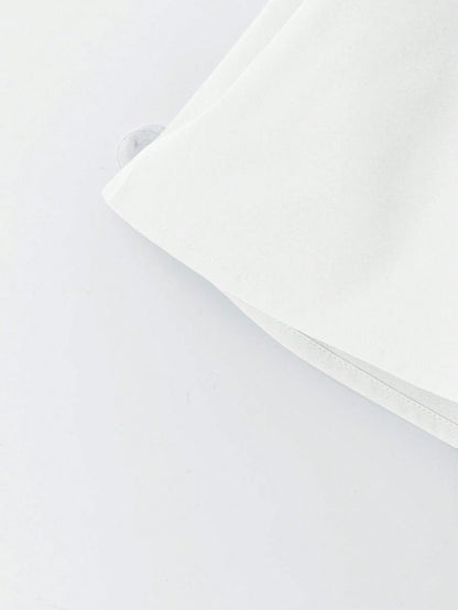 GlowEve Black Round Neck Waist-Cinched Short Sleeve Women Blouse