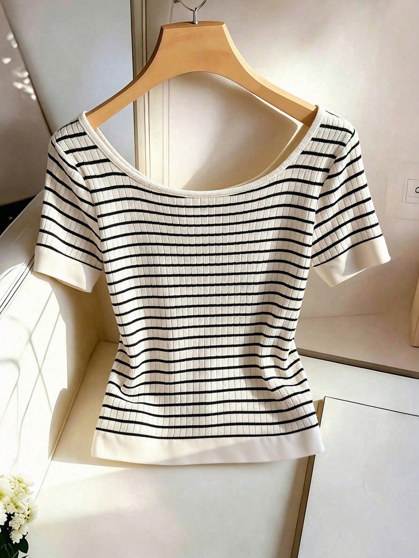 GlowEve CURVE Plus Size Women's Striped Colorblock Casual Versatile Daily Wear T-Shirt