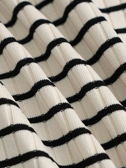 GlowEve CURVE Plus Size Women's Striped Colorblock Casual Versatile Daily Wear T-Shirt