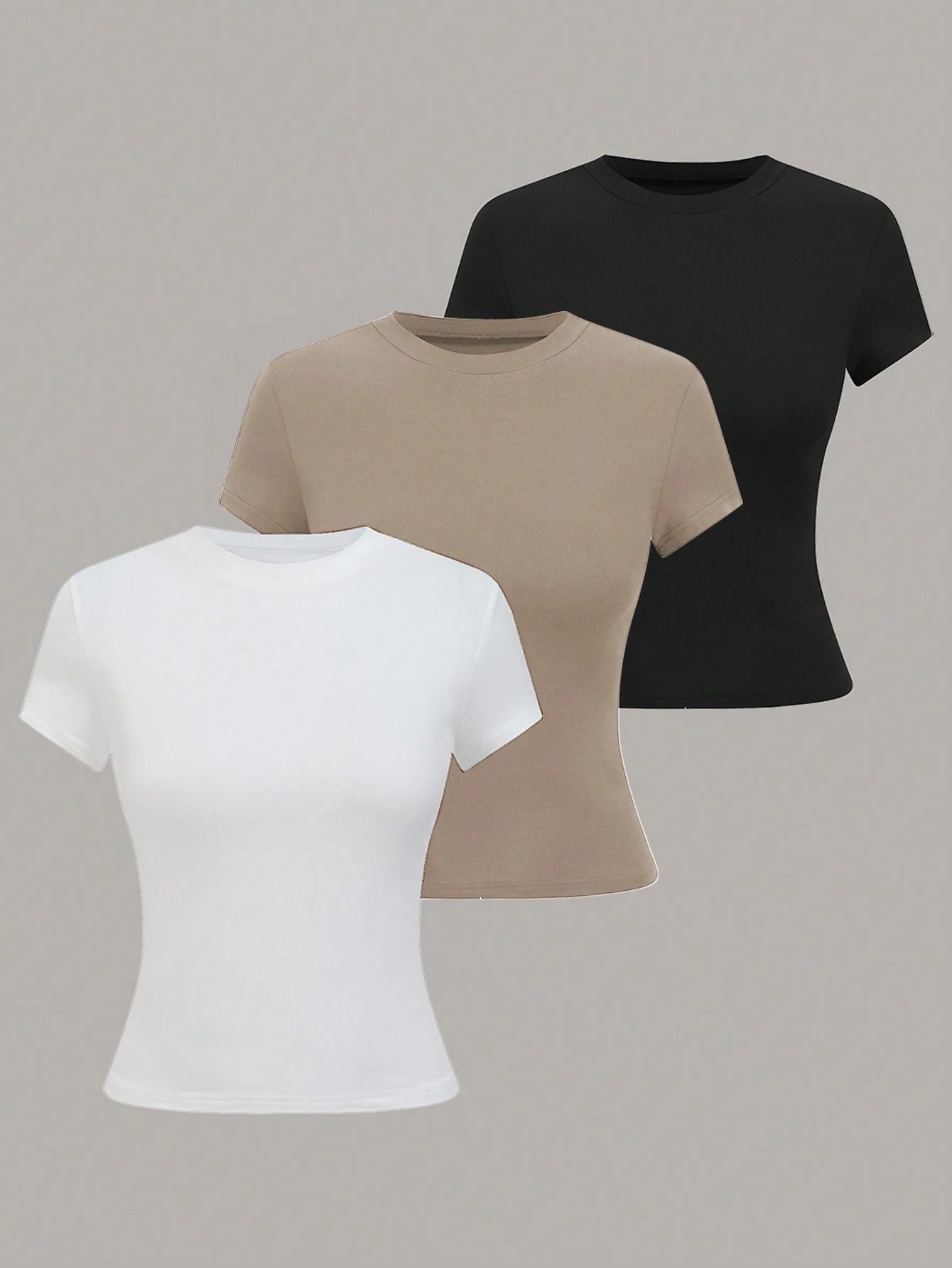 GlowEve Women's Solid Color Minimalist Regular Crew Neck Short Sleeve T-Shirt