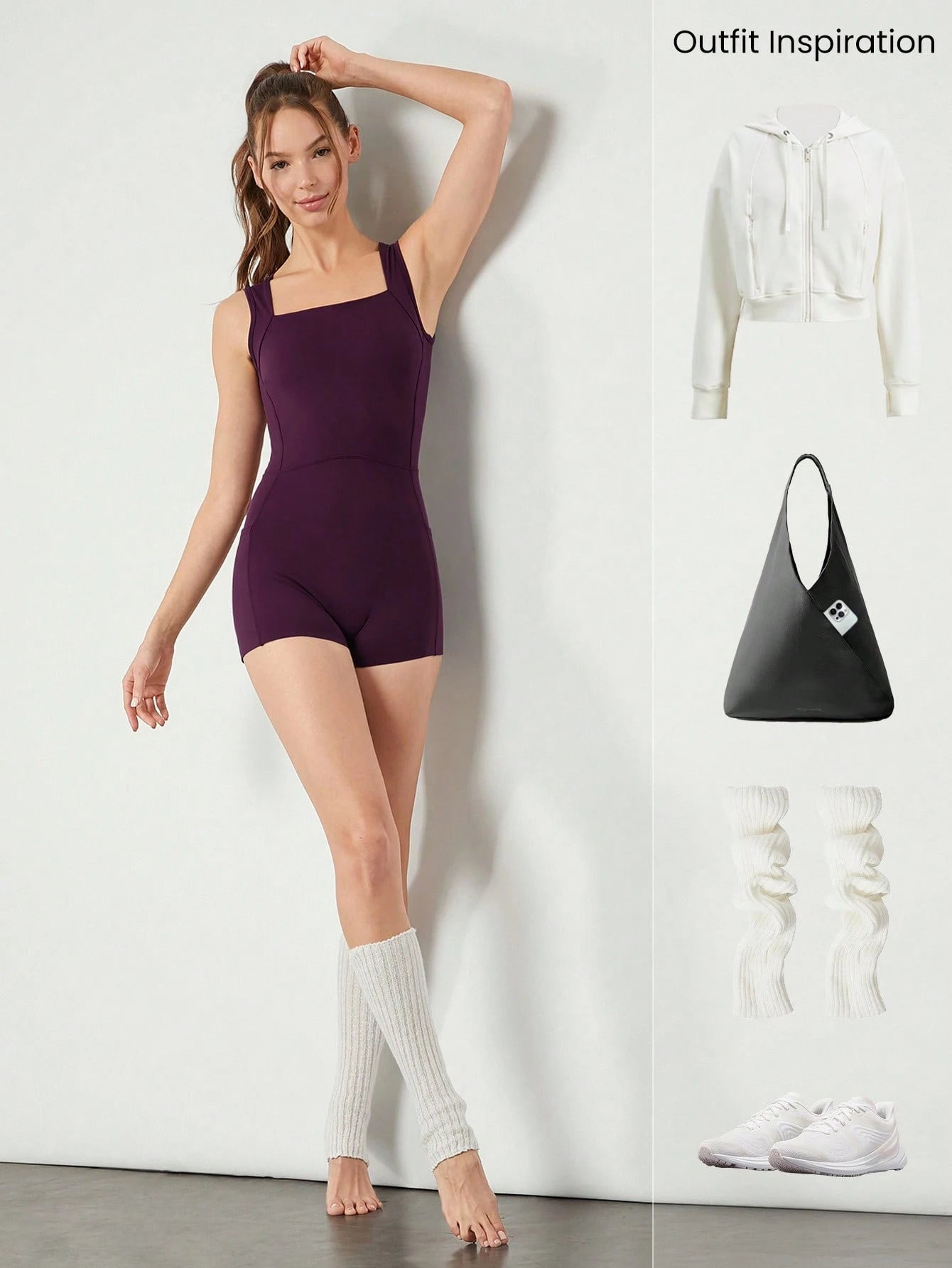 GLOWMODE 2.6'' ButterFit Sweat-Wicking Quick-Dry Tummy Control Cutout Back Workout Romper Bodyduit With Side Pockets Non-Slip Grips Yoga Pilates