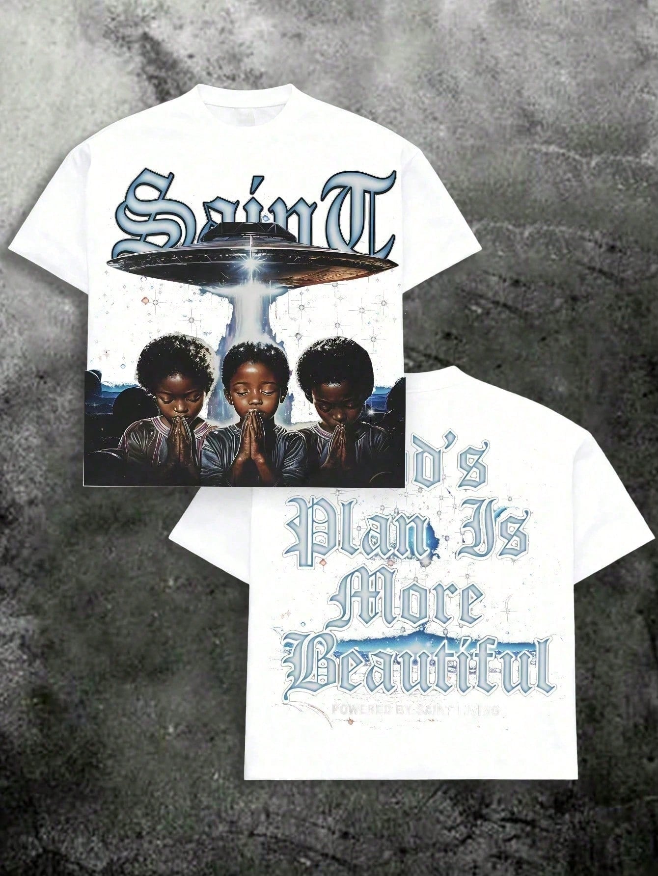 God's Plan Pattern Print Men's Summer Round Neck Short Sleeved Casual Cotton Print