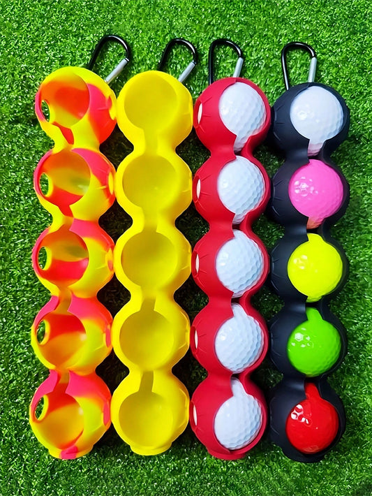 Golf Ball Holder Silicone Case Holds 5 Balls Portable Golf Ball Bag Golf Balls Silicone Pouch Waist Hanging Suitable For Golfers Easy To Attach To Golf Bags Or Cars Best Gift For Men Women Golf Essent