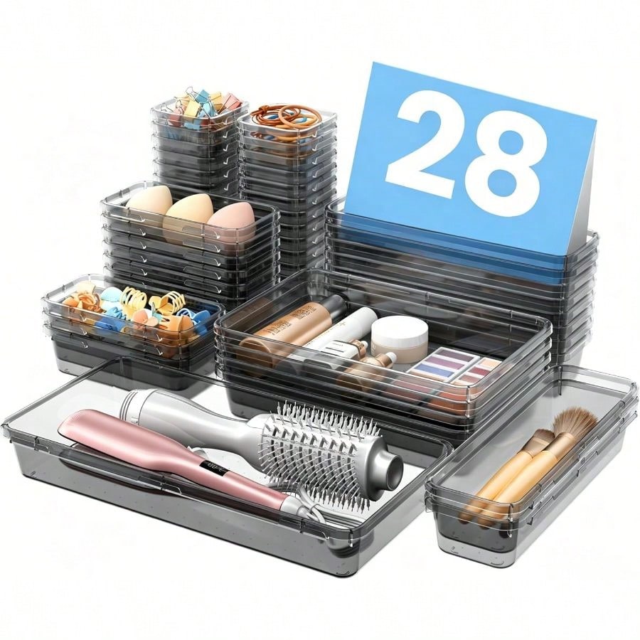 Grade Drawer Organizer, Makeup Organizer, Holds 177 ItemsBathroom Organizers And Storage, Organization And Storage, Desk Drawer Organizer VanityBlack
