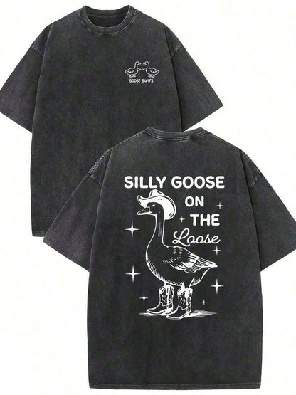 Graphic Cotton-Hirt Vintage-Hirt Graphic Cotton-Hirt Washed-Hirt ILLY GOOE ON LOOE-Hirt- Goose Bumps Boutique Fashion-Hirts And Women Washed Tshirt