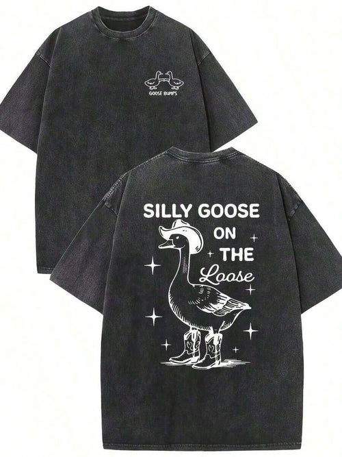 Graphic Cotton-Hirt Vintage-Hirt Graphic Cotton-Hirt Washed-Hirt ILLY GOOE ON LOOE-Hirt- Goose Bumps Boutique Fashion-Hirts And Women Washed Tshirt