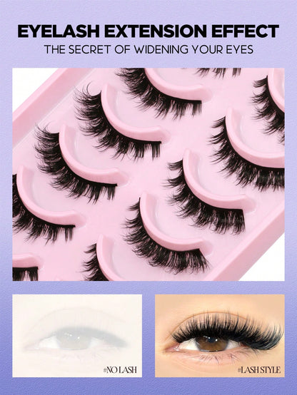 GROINNEYA 10 Pairs Manga Lashes Faux Mink Eyelashes Cat Eye Eyelashes Natural Full False Eyelashes Volumized Eyelash Extension Travel Essentials Material Upgrade Makeup Tools(2-PN31) Strip Lashes, Las