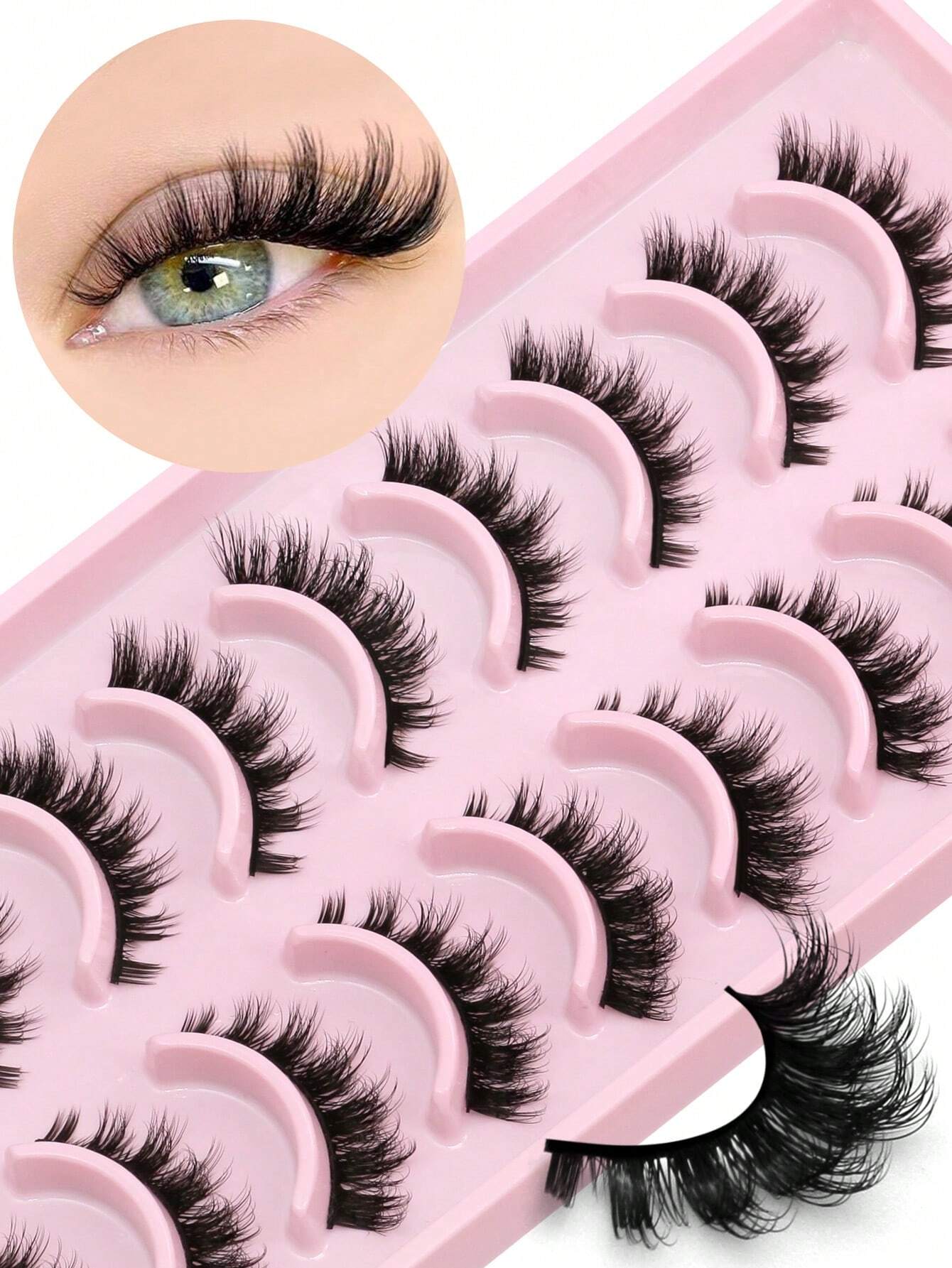 GROINNEYA 10 Pairs Manga Lashes Faux Mink Eyelashes Cat Eye Eyelashes Natural Full False Eyelashes Volumized Eyelash Extension Travel Essentials Material Upgrade Makeup Tools(2-PN31) Strip Lashes, Las