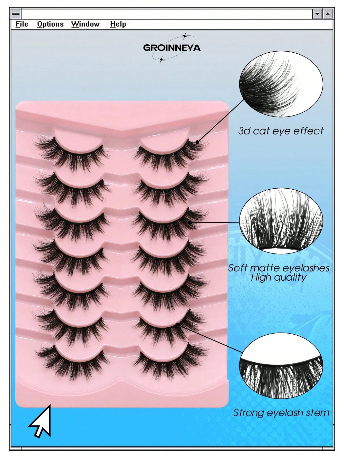 GROINNEYA 7 Pairs Manga Lashes Faux Mink Eyelashes Natural Full False Eyelashes Volumized Cat Eye Lashes Cosplay Travel Essentials Makeup (SEPK12)