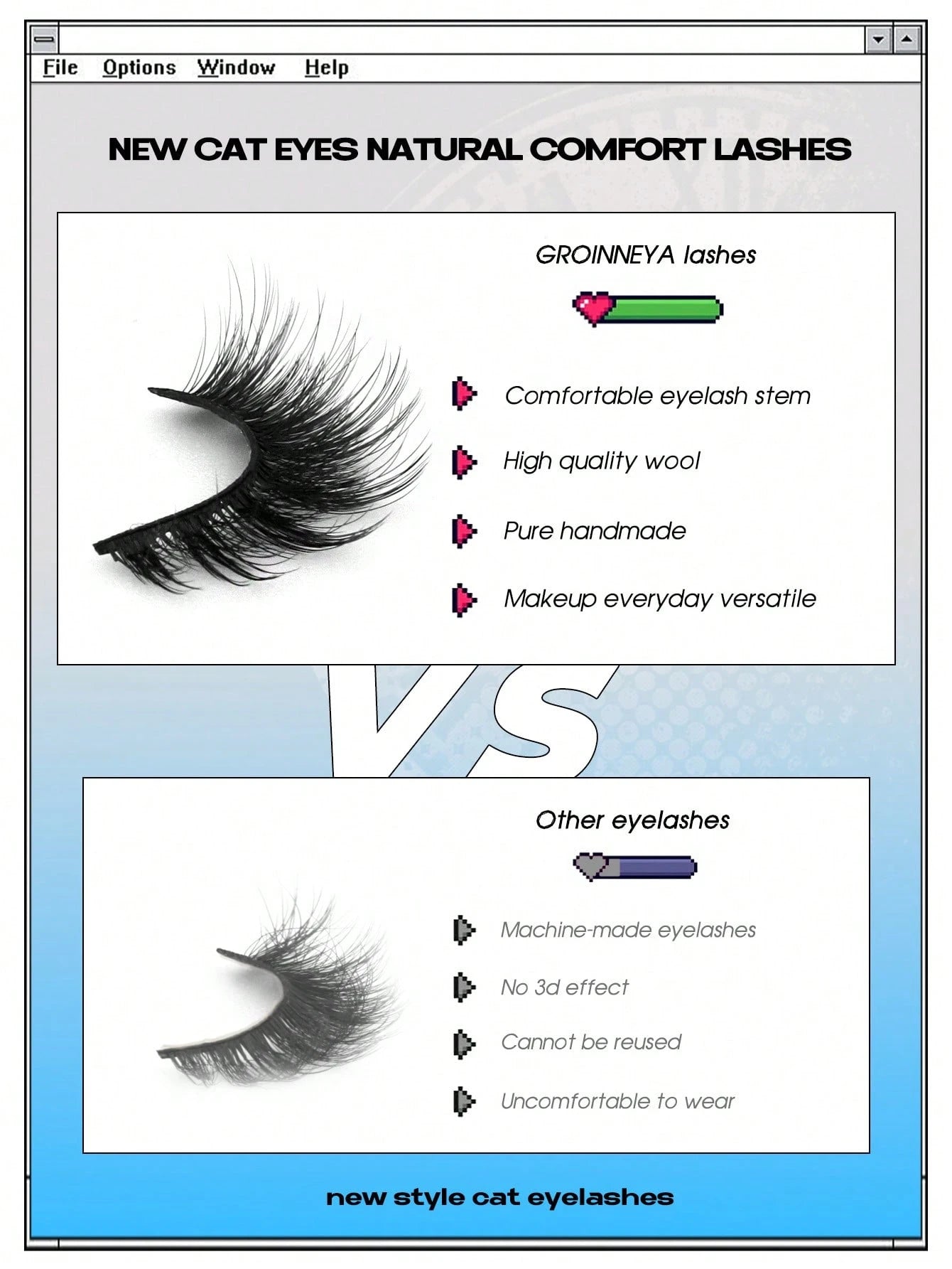 GROINNEYA 7 Pairs Manga Lashes Faux Mink Eyelashes Natural Full False Eyelashes Volumized Cat Eye Lashes Cosplay Travel Essentials Makeup (SEPK12)