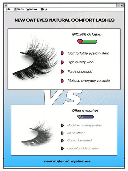 GROINNEYA 7 Pairs Manga Lashes Faux Mink Eyelashes Natural Full False Eyelashes Volumized Cat Eye Lashes Cosplay Travel Essentials Makeup (SEPK12)
