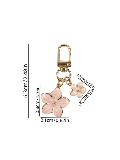 HAILIAN 1pc Metallic Cherry Blossom Shaped Keychain Lightweight & Flowy Cherry Flower With Flat Tag Suitable For Bag Car Keys Couples Birthday Holiday Gifts Valentines