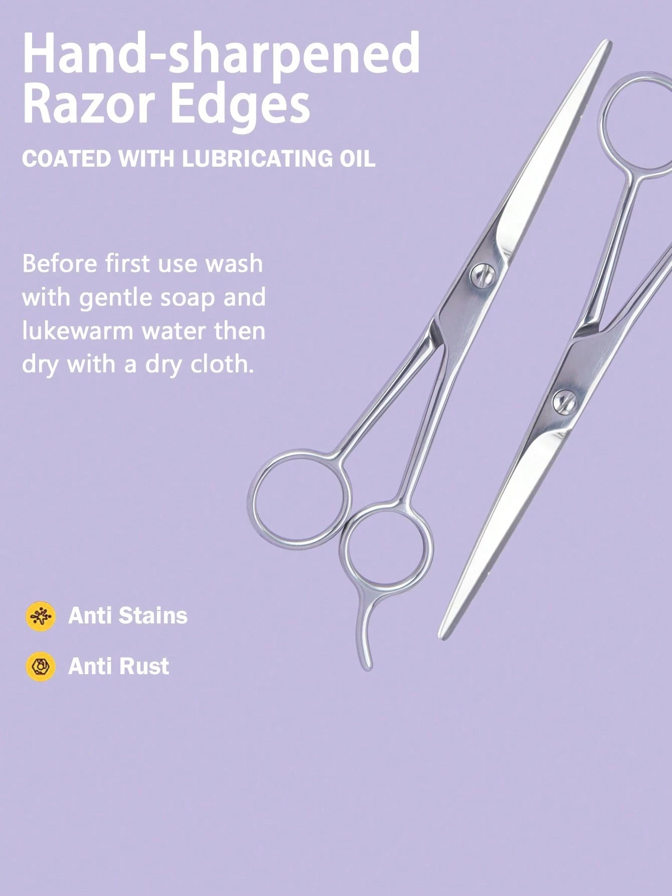 Hair Cutting Scissors Home Use 6.5 Inch Right Handed Razor Edge Barber Scissors Salon Haircutting Stainless Steel Material Hand Sharpened Silver/Black