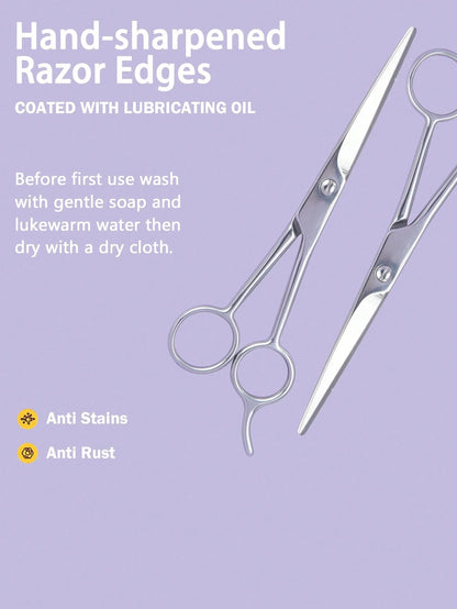 Hair Cutting Scissors Home Use 6.5 Inch Right Handed Razor Edge Barber Scissors Salon Haircutting Stainless Steel Material Hand Sharpened Silver/Black