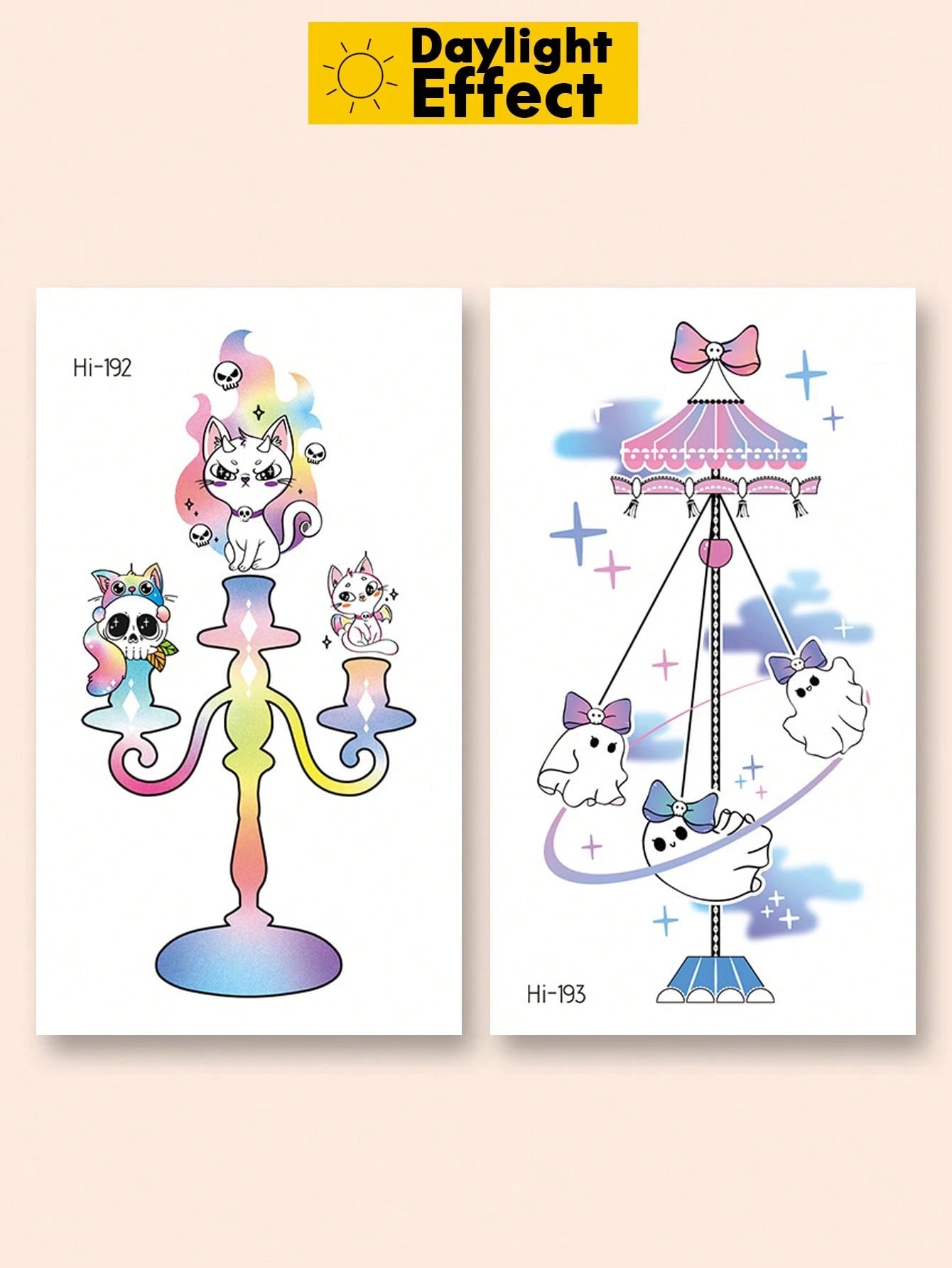 Halloween Glow Tattoo Sticker, Luminous Ghost Cat Temporary Tattoo, Cute Gothic Candle Pattern Glow In The Dark Fake Tattoo, Waterproof Long Lasting Body Art Decal For Women Girls, Perfect For Hallowe