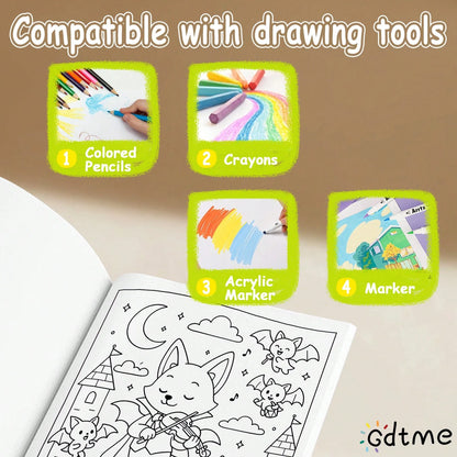 Halloween Spooky Coloring Book, Kawaii Cute Cartoon Ghost Witch Pumpkin Black Cat Coloring Pages, Relaxation And Stress Relief Spooky Fun Holiday Drawing Activity Book For Kids Teens Adults, Art Thera