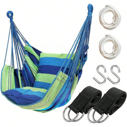 Hammock Chair-Suitable For Indoor And Outdoor Use With A Maximum Weight Capacity Of 500 Pounds Soft Cotton-Blend Fabric It's Foldable For Easy Storage And Is The Perfect Choice For Bedrooms Porches Ga