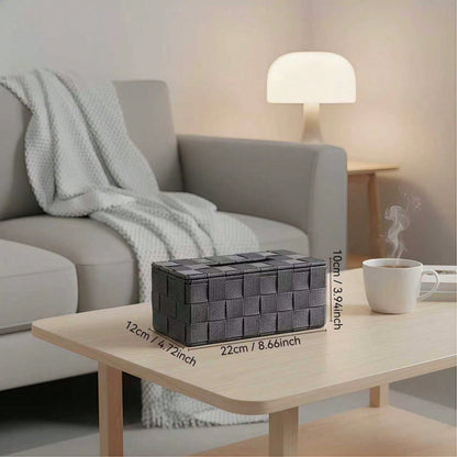 Hand-Woven Polypropylene Tissue Box With Sturdy Iron Frame| Waterproof & Durable| Nordic Style| 4 Colors Available| Multi-Functional Storage Box, Suitable For Living Room, Bedroom, Bathroom And Of