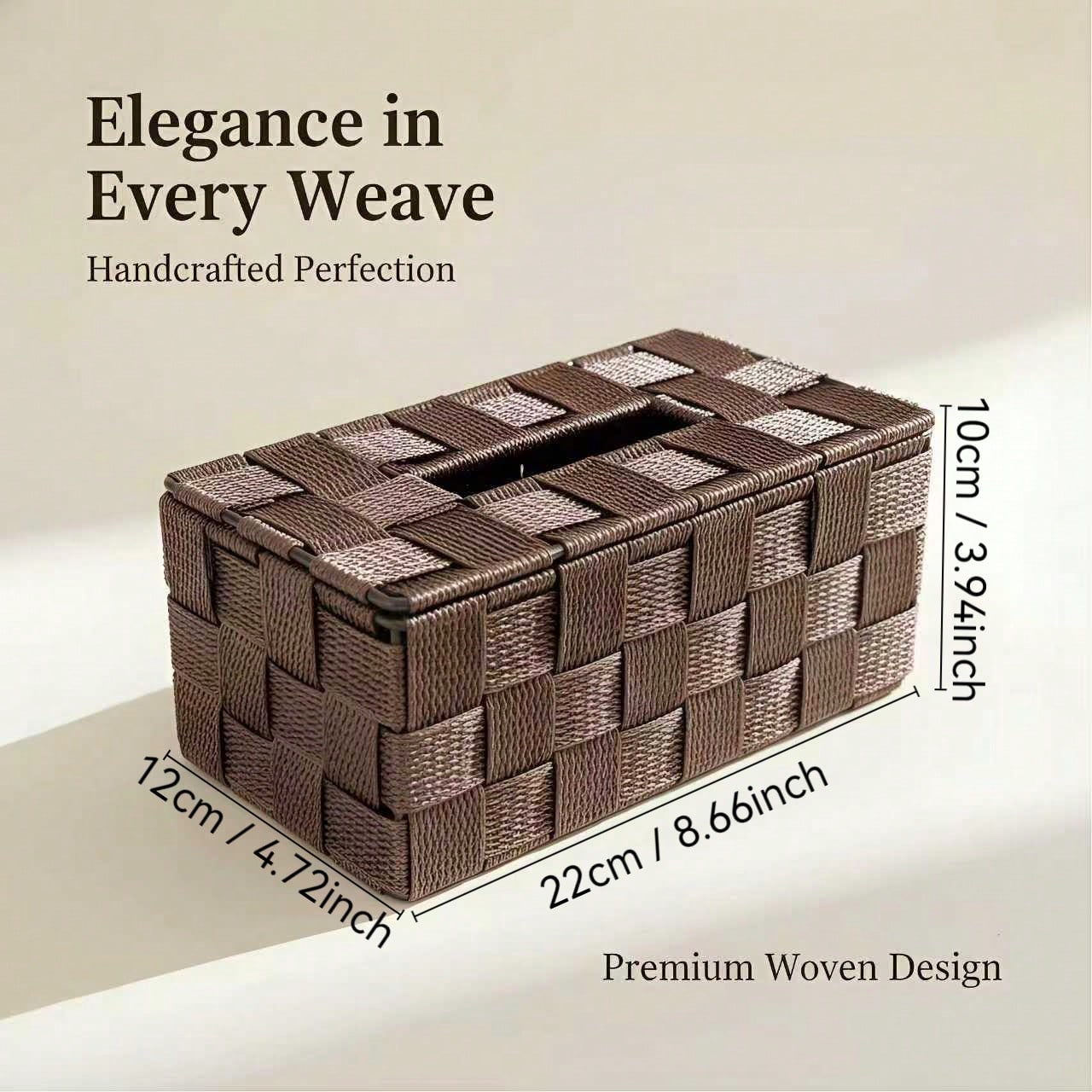 Hand-Woven Polypropylene Tissue Box With Sturdy Iron Frame| Waterproof & Durable| Nordic Style| 4 Colors Available| Multi-Functional Storage Box, Suitable For Living Room, Bedroom, Bathroom And Of