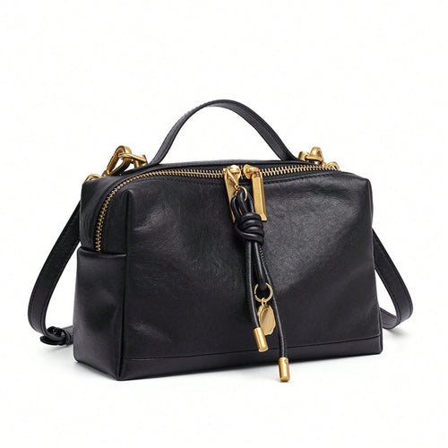 Handbag For Women Vegetable-Tanned Leather Handbag For Women, High-End Commuter Shoulder Bag, Simple And Versatile Small Square Bag, XIZQ