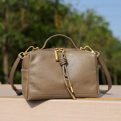 Handbag For Women Vegetable-Tanned Leather Handbag For Women, High-End Commuter Shoulder Bag, Simple And Versatile Small Square Bag, XIZQ