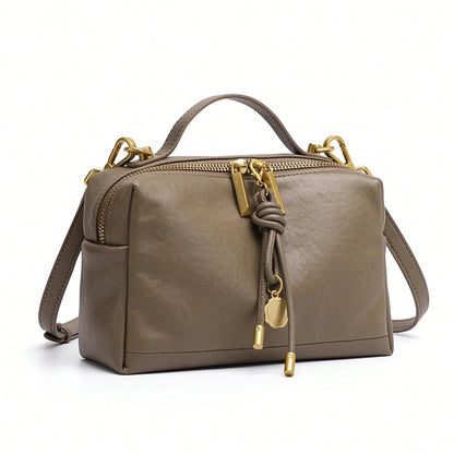 Handbag For Women Vegetable-Tanned Leather Handbag For Women, High-End Commuter Shoulder Bag, Simple And Versatile Small Square Bag, XIZQ