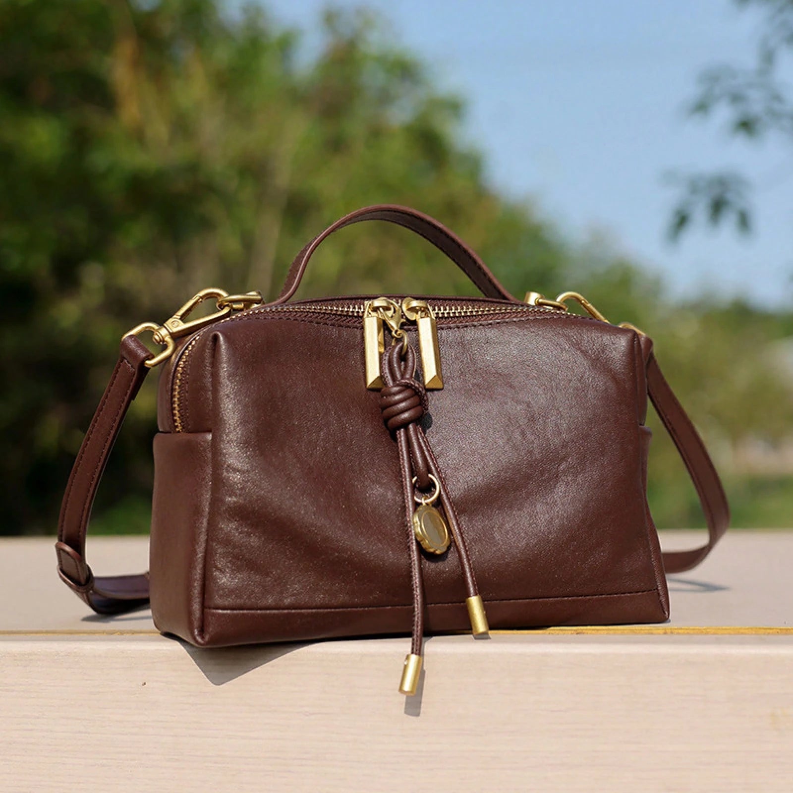 Handbag For Women Vegetable-Tanned Leather Handbag For Women, High-End Commuter Shoulder Bag, Simple And Versatile Small Square Bag, XIZQ