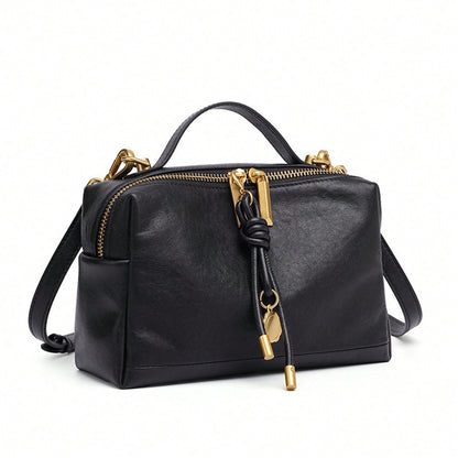 Handbag For Women Vegetable-Tanned Leather Handbag For Women, High-End Commuter Shoulder Bag, Simple And Versatile Small Square Bag, XIZQ