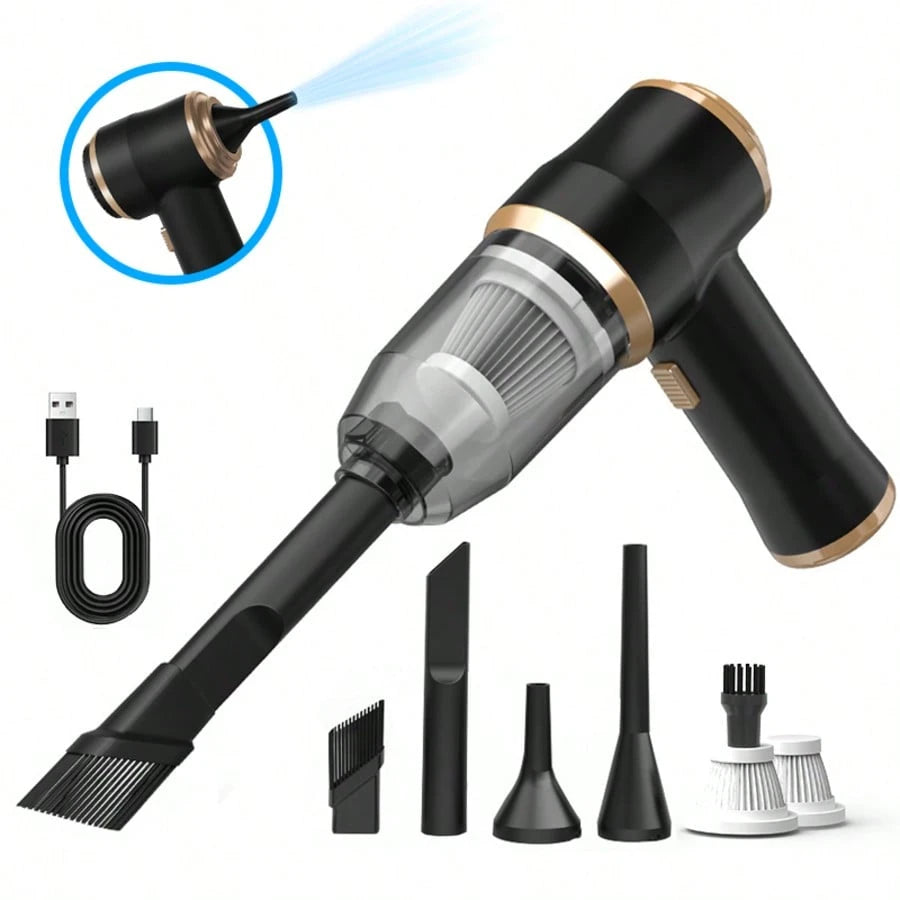 Handheld Mini Cordless Vacuum Cleaner, 2-In-1 Blow & Suction Low Noise Portable Vac, Type-C Fast Charging Washable Dual Filter, Gap Crevice Cleaning Tool For Car Interior, Pet Hair, Hard Floors, Home