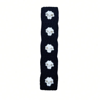 Handmade Crochet Skull Granny Square Car Steering Wheel Covers Universal 14-15 Inch For Women And Men