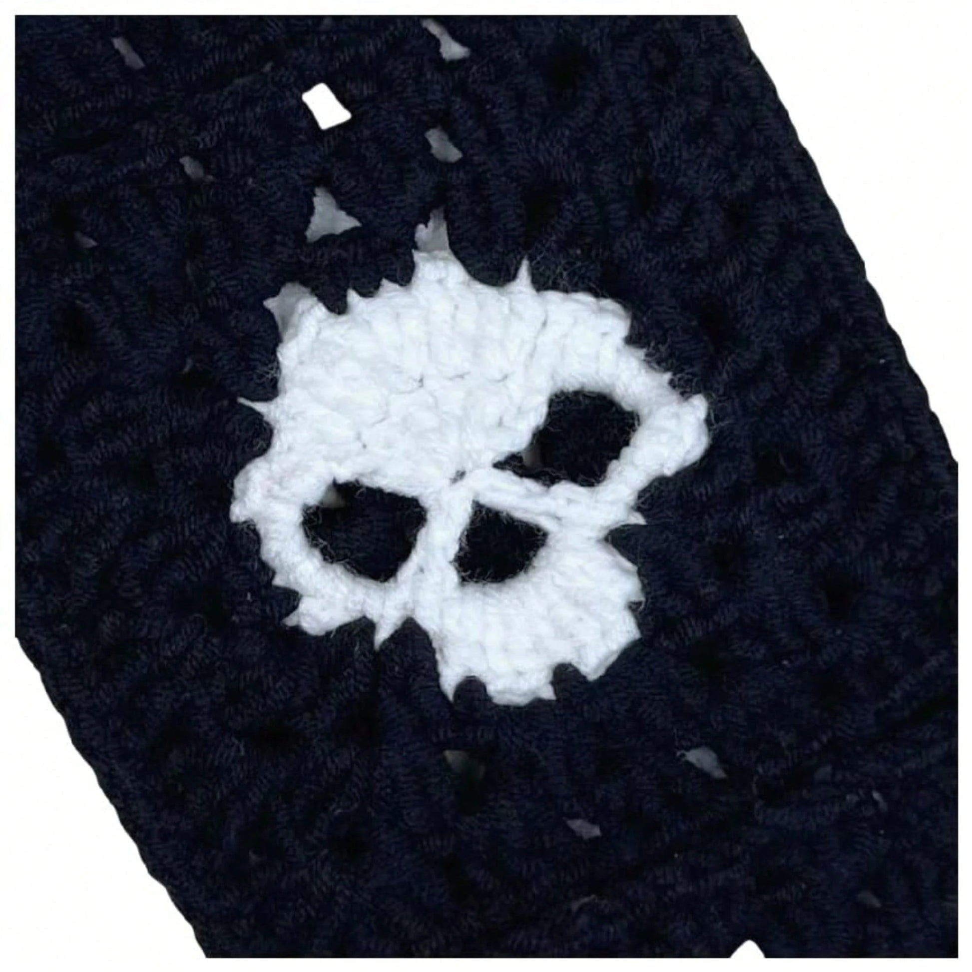 Handmade Crochet Skull Granny Square Car Steering Wheel Covers Universal 14-15 Inch For Women And Men