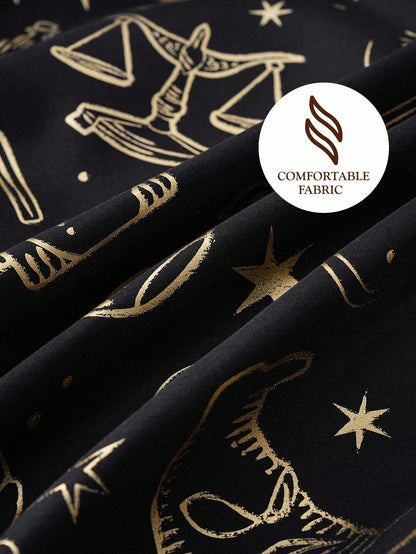 HARRY POTTER X 3pcs Metallic Print Duvet Cover Set, Black Duvet Cover, Soft & Cozy, Warm & Machine Washable, Suitable For Twin/Full/Queen/King Size Bed, Dorm/Home