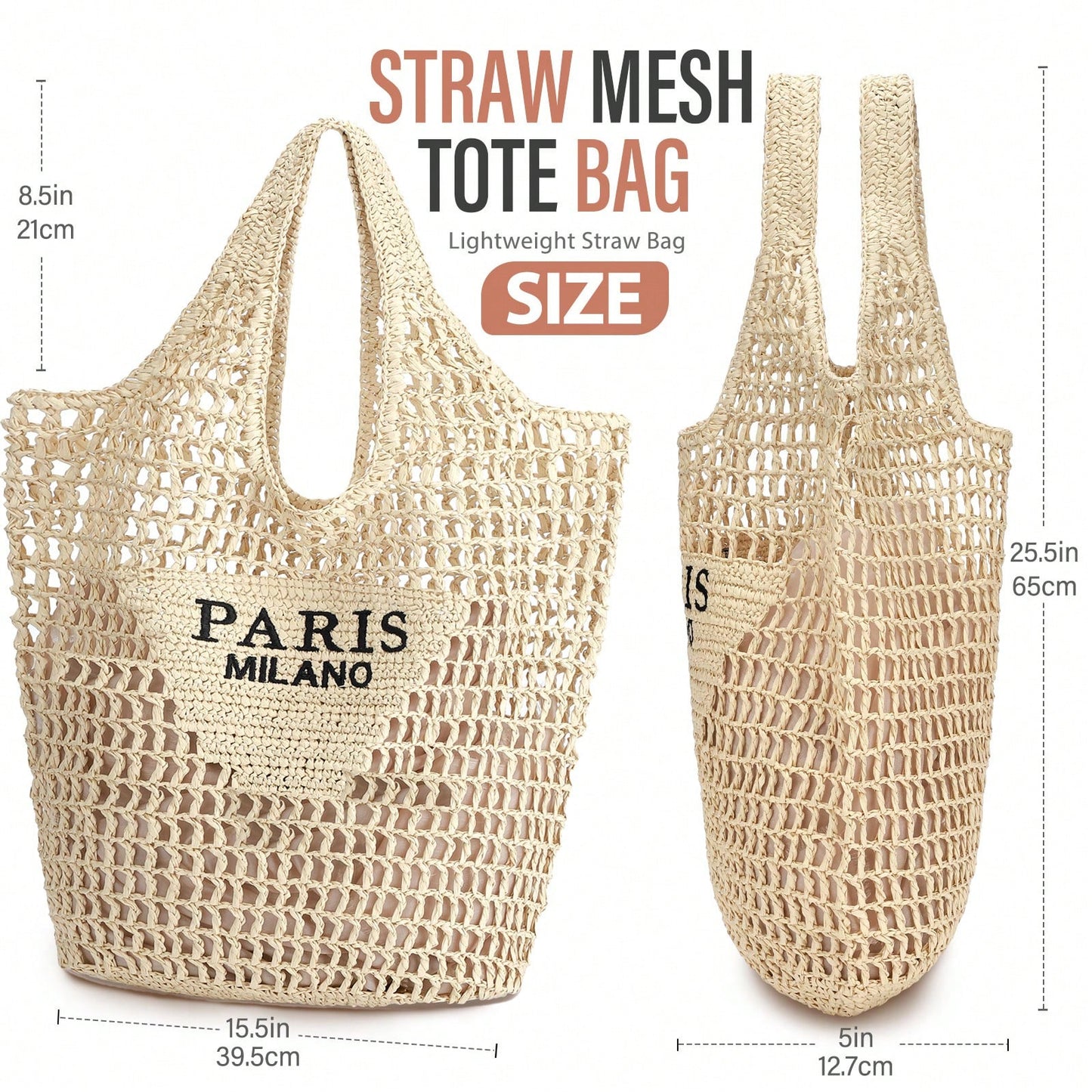 Hatisan Straw Beach Bag For Women Summer Woven Beach Tote Bag Shoulder Handbags Boho Bag