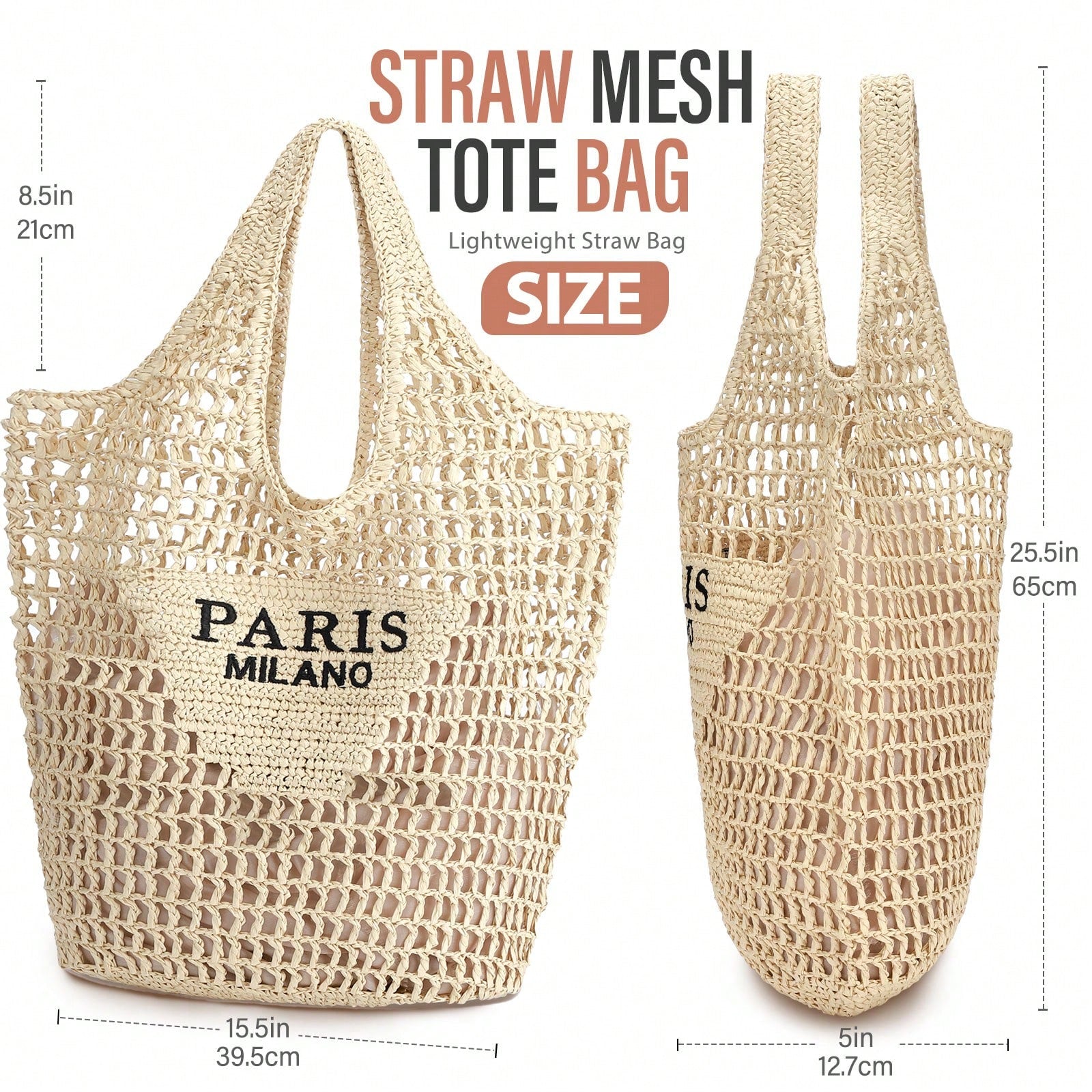 Hatisan Straw Beach Bag For Women Summer Woven Beach Tote Bag Shoulder Handbags Boho Bag