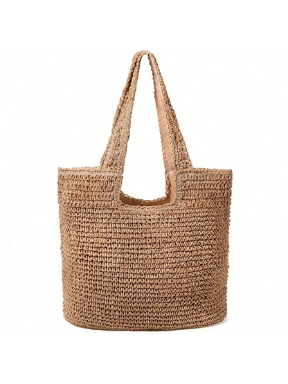 Hatisan Straw Beach Bag For Women Summer Woven Beach Tote Bag Shoulder Handbags Boho Bag