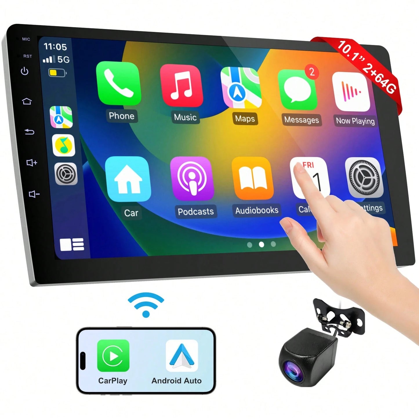 Haudio 10.1-Inch Ultra Clear Touch Screen With Reverse Camera, Car Dashcam, Wireless Connection, GPS Navigation, FM/AUX/USB, Mirror Image