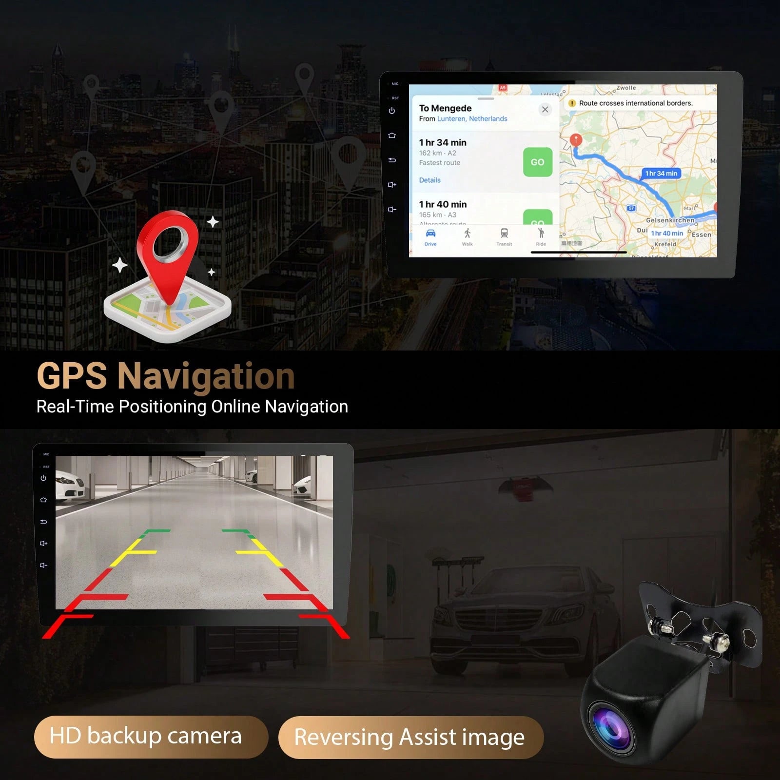 Haudio 10.1-Inch Ultra Clear Touch Screen With Reverse Camera, Car Dashcam, Wireless Connection, GPS Navigation, FM/AUX/USB, Mirror Image